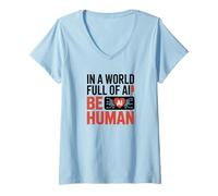 Donna in Un Mondo Pieno di Ai Be Human Maglietta con Collo a V