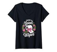 Donna Inappropriate I'm Not A Good Wiper Divertente Umorismo per Adulti Maglietta con Collo a V