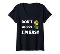 Donna Inappropriate Not Picky Funny Ask Don't Worry I'm Easy Maglietta con Collo a V