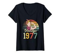 Donna Inarrestabile Forte Bella Vintage 48° Compleanno Donne Maglietta con Collo a V