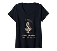 Donna Incisione Gotica Quoth Il Corvo Busto di Pallas Poe Maglietta con Collo a V