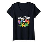 Donna Inclusion Is My Jam SPED Teacher Educazione Speciale Vita Maglietta con Collo a V