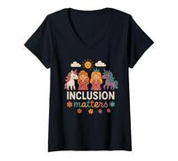 Donna Inclusione Questioni Educazione Speciale Speranza Diversità Insegnante Maglietta con Collo a V