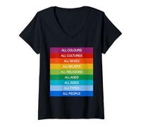 Donna Inclusione società Moderna Amore Arcobaleno LGBTQI Maglietta con Collo a V