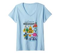 Donna Incontriamoci in Mississippi Beale Street Maglietta con Collo a V