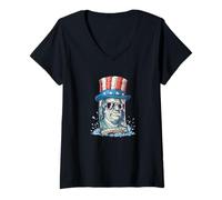 Donna Incredibile US Dollar Bill con Occhiali da Sole e Cappello Costume Maglietta con Collo a V
