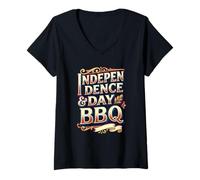 Donna Independence & Day BBQ Celebration Vibes estive 4 luglio Maglietta con Collo a V