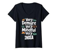 Donna India Personalized Very Demure Very Mindful India Name Maglietta con Collo a V