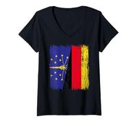 Donna Indiana Germania Mezza Bandiera Indiana Tedesca Patrimonio Maglietta con Collo a V