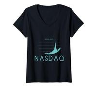 Donna Indice tecnologico Americano NASDAQ, Borsa, finanza Maglietta con Collo a V