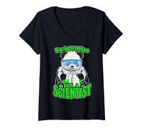 Donna Indietro Man I'm A Scientist Panda Bear STEM Science Geek Maglietta con Collo a V