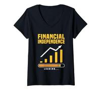 Donna Indipendenza finanziaria con azioni e ETF Maglietta con Collo a V