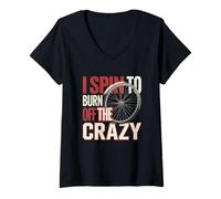Donna Indoor Cycling Design I Spin To Burn Off The Crazy Maglietta con Collo a V