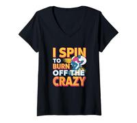 Donna Indoor Cycling Design I Spin To Burn Off The Crazy Maglietta con Collo a V
