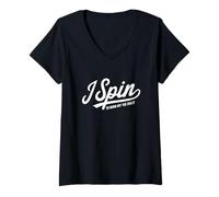 Donna Indoor Cycling Design I Spin To Burn Off The Crazy Maglietta con Collo a V