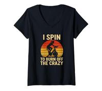 Donna Indoor Cycling Design I Spin To Burn Off The Crazy Maglietta con Collo a V