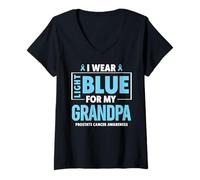 Donna Indosso Azzurro per Il Mio Nonno la consapevolezza del Cancro alla prostata Maglietta con Collo a V