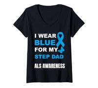Donna INDOSSO Blu per LA CONSAPEVOLEZZA del Mio Passo papà Als Maglietta con Collo a V