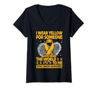 Donna Indosso il giallo per qualcuno che significa il mondo per me Maglietta con Collo a V
