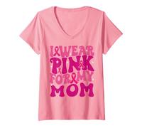 Donna Indosso Il Rosa per i Bambini della mia Mamma per la consapevolezza del Cancro al Seno Maglietta con Collo a V