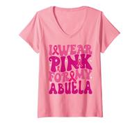Donna Indosso Rosa per i Miei Bambini di Abuela per la consapevolezza del Cancro al Seno Maglietta con Collo a V