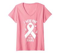 Donna Indosso Rosa per la consapevolezza del Cancro del Mio Insegnante Maglietta con Collo a V