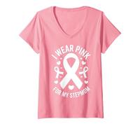 Donna Indosso Rosa per La Mia Matrigna Consapevolezza del Cancro Maglietta con Collo a V