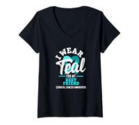 Donna Indosso Teal per la consapevolezza del Cancro cervicale del Mio Migliore Amico Maglietta con Collo a V