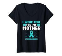 Donna Indosso Teal Per Mia Madre PTSDAwareness Salute Mentale Maglietta con Collo a V