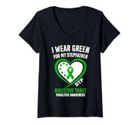 Donna Indosso Verde per Il Mio patrigno DTP consapevolezza Maglietta con Collo a V