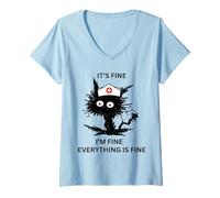 Donna Infermiera Va Bene, STO Bene, Tutto va Bene Maglietta con Collo a V