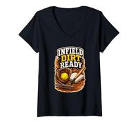 Donna Infield Dirt Ready Softball Guanto Base Maglietta con Collo a V
