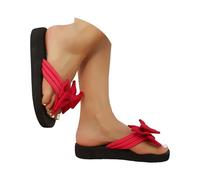 Donna Infradito Sandali Piatti Estivi con Fiocco, Casual da Spiaggia, comode Ciabatte da Interno per Camminare all'aperto o al Chiuso. (Red, 41)
