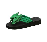 Donna Infradito Sandali Piatti Estivi con Fiocco, Casual da Spiaggia, comode Ciabatte da Interno per Camminare all'aperto o al Chiuso. (Green, 41)
