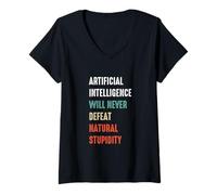 Donna Ingegnere AI di apprendimento automatico di intelligenza artificiale divertente Maglietta con Collo a V