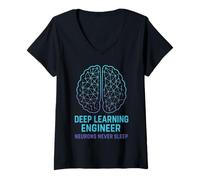 Donna Ingegnere del Deep Learning - I neuroni non dormono mai Maglietta con Collo a V