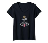 Donna INGHILTERRA BRITANNATA REALE CORONA REALE JACK UNIONE DEL REGNO UNITO Maglietta con Collo a V