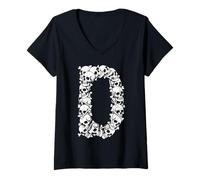 Donna Iniziale D Lettera maiuscola Divertente Halloween Costume Skull Bones Maglietta con Collo a V