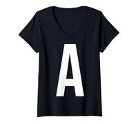 Donna Iniziale MONOGRAMMA Alfabeto Lettera A Maglietta con Collo a V