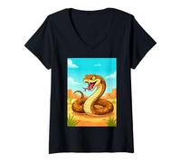 Donna Inland Taipan - Il Serpente più mortale nel Fumetto dei deserti australiani Maglietta con Collo a V