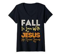 Donna Innamorarsi di Gesù Non Lascia mai Speranza alla Fede Cristiana Maglietta con Collo a V