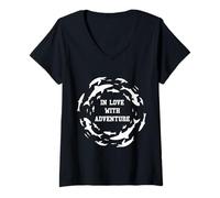 Donna Innamorato dell'avventura Shark Circle Ocean Wildlife Explorer Maglietta con Collo a V