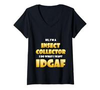 Donna Insect Collector IDGAF Meme Bug Science Ant Studying Insects Maglietta con Collo a V