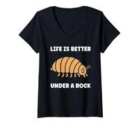 Donna Insect Woodlice Quote Pill Bug Life is Better Under a Rock Maglietta con Collo a V