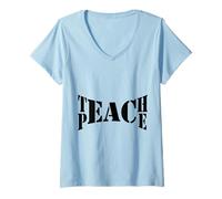 Donna Insegna Parole simboliche alla Pace Maglietta con Collo a V