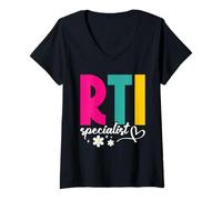 Donna Insegnante di Intervento Decano della Risposta Insegnante di Intervento Maglietta con Collo a V