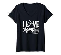 Donna Insegnante di matematica I Love Math Enthusiast Design Maglietta con Collo a V
