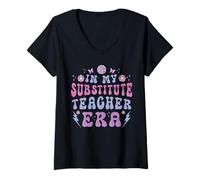 Donna Insegnante supplente Era Back to School Assistente Maglietta con Collo a V