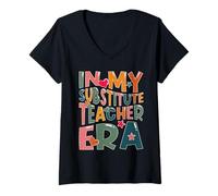 Donna Insegnante supplente Era Back to School Assistente Maglietta con Collo a V