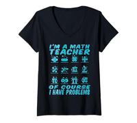 Donna Insegnanti di Matematica - Io Sono Un Insegnante di Matematica Camicie di Matematica per Insegnanti Maglietta con Collo a V
